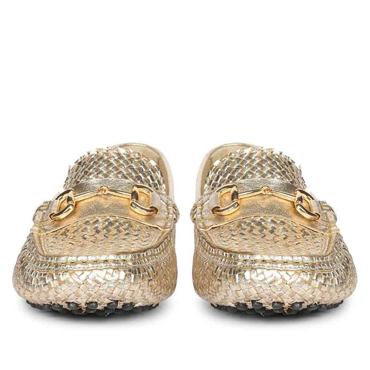 Saint Aurora Platin Handwoven Leather Horsebit Loafers