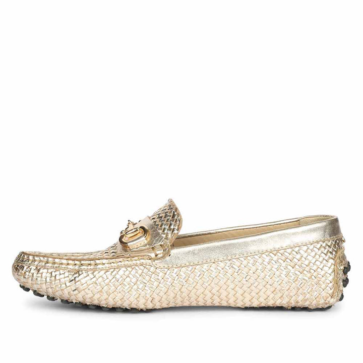 Saint Aurora Platin Handwoven Leather Horsebit Loafers