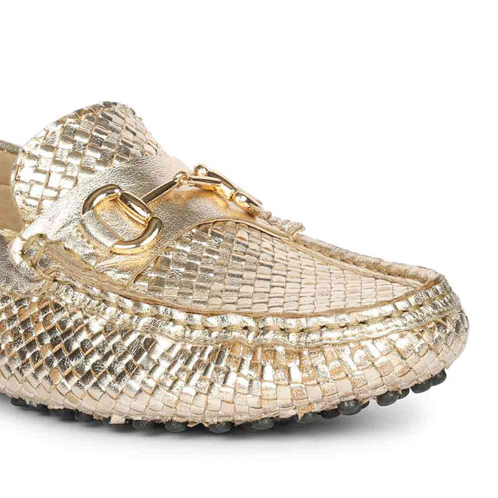 Saint Aurora Platin Handwoven Leather Horsebit Loafers