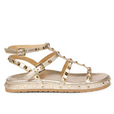 Alicia Studded Strappy Platin Leather Sandals