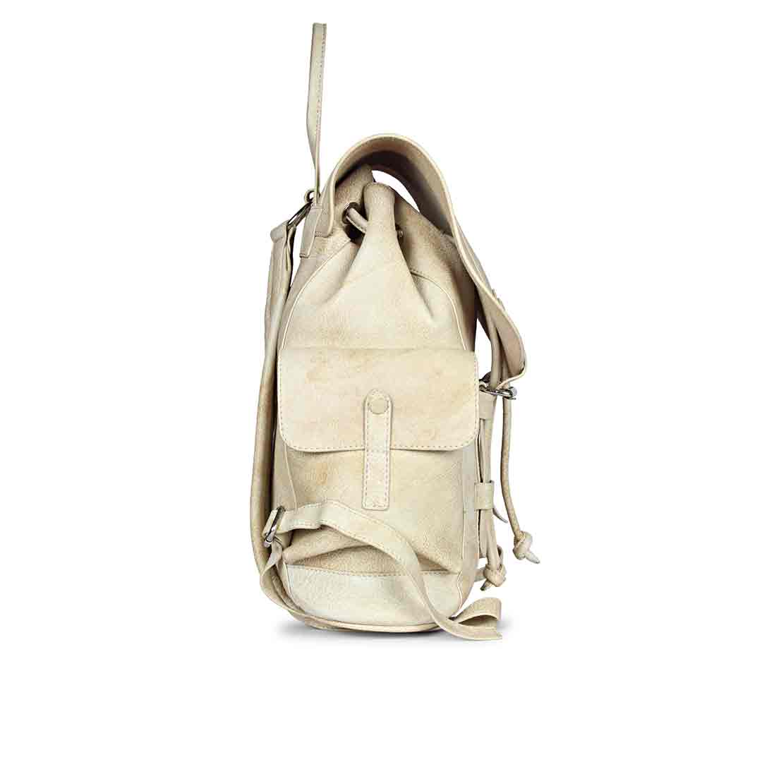 beige leather backpack women's Capri Beige Leather Oversized Structured Backpacks