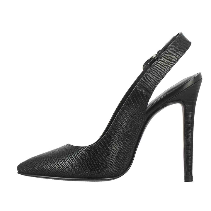 Saint Eilish Black Snake Print Leather Buckle Kitten Heels - Stylish, edgy kitten heels with a bold snake print for a chic and trendy look.