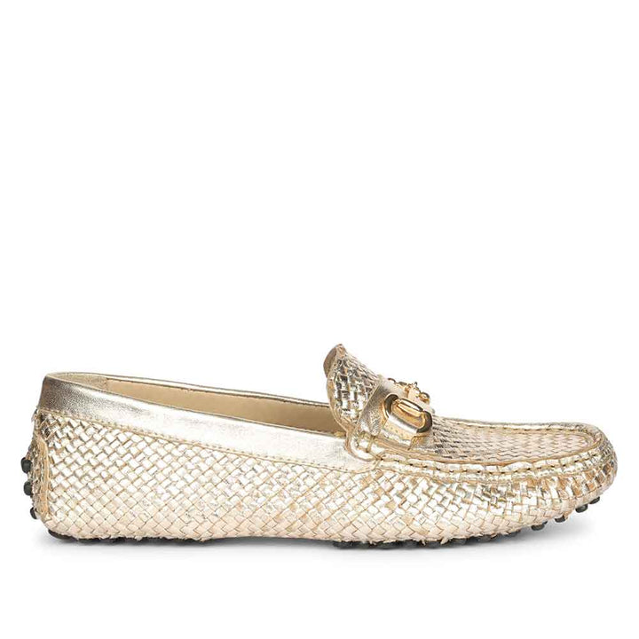 Saint Aurora Platin Handwoven Leather Horsebit Loafers