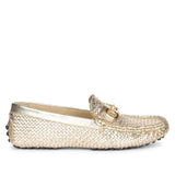 Saint Aurora Platin Handwoven Leather Horsebit Loafers