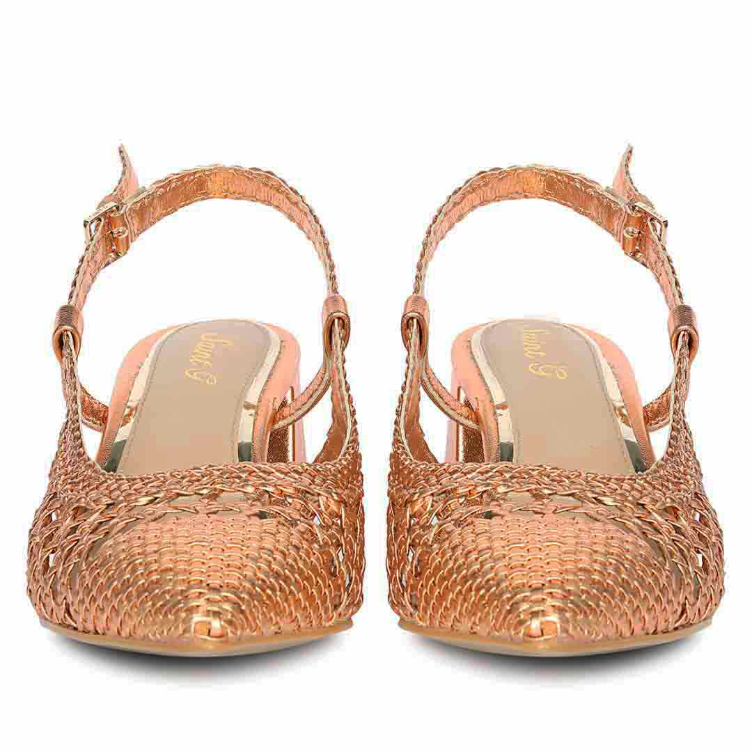 Saint Anya Cipria Hand Woven Leather Block Heels