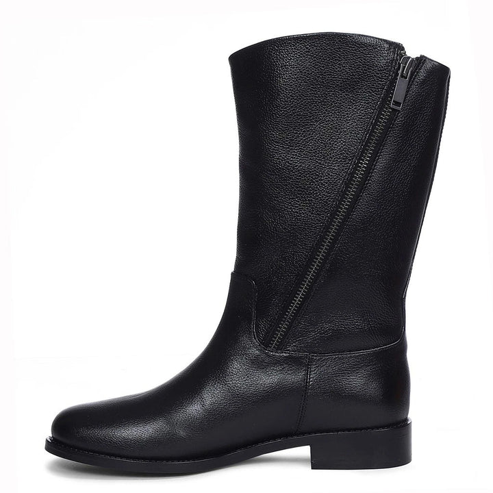 Saint Martina Black Leather Calf Boots - SaintG