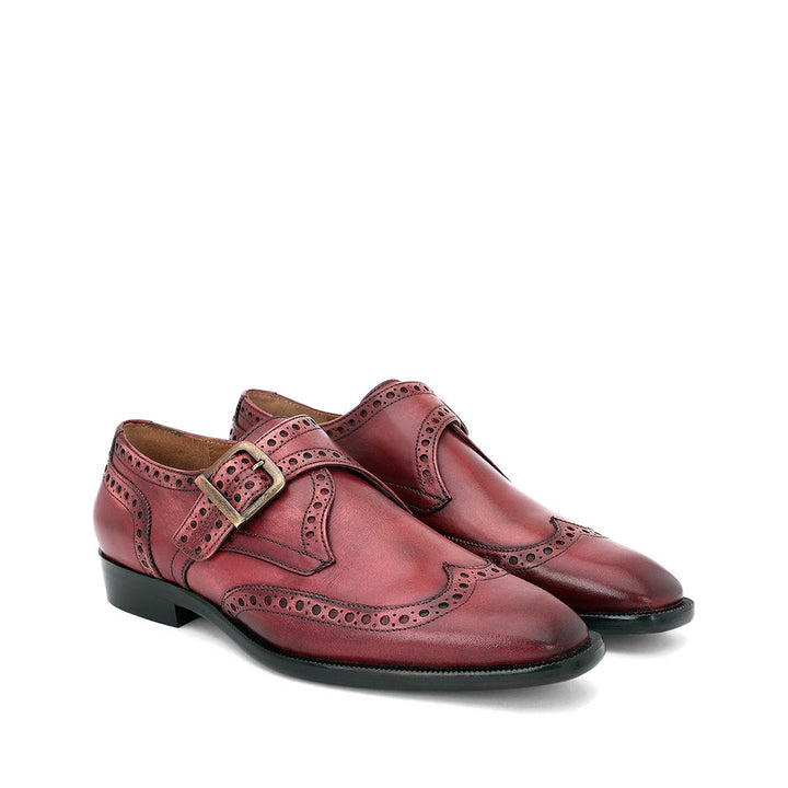 Saint Gerardo Burgundy Leather Single Monk Strap Brogues