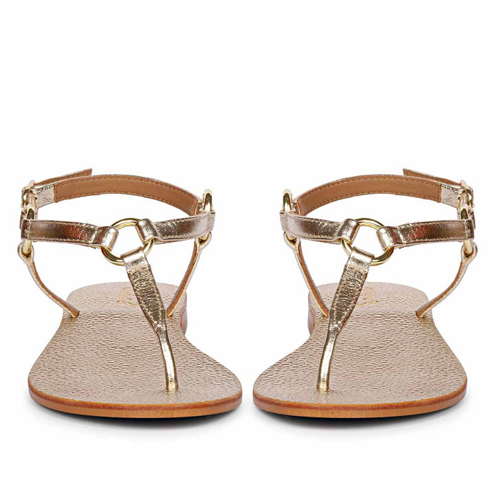 Saint Coretta Golden O-Ring Platin Leather Sandals