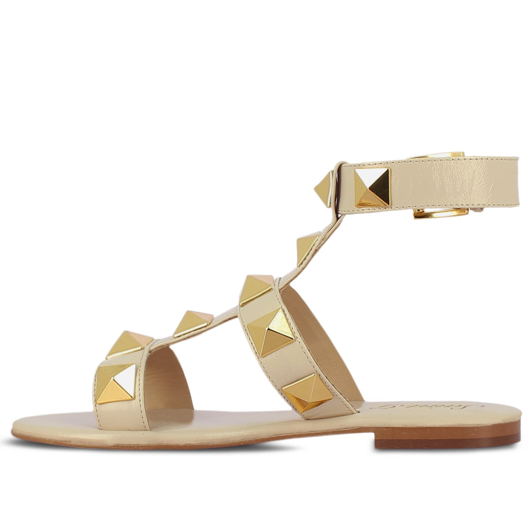 Saint Gaia Off White Leather Sandals with Flat Buckle - Stylish, comfortable footwear for a chic and casual look