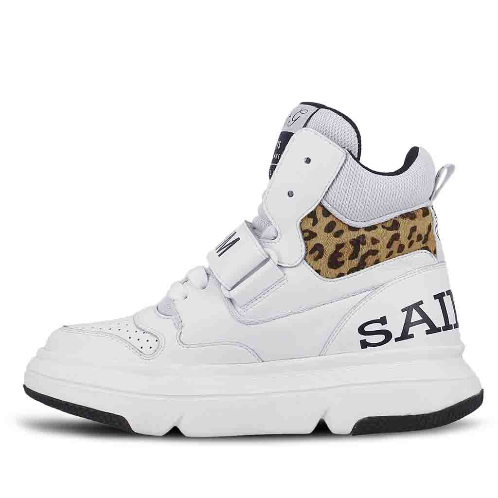 Saint Venetia White Pony Hair Print Leather Sneakers