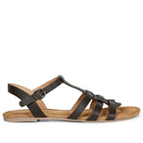 SaintG Womens Black Leather Sandals.