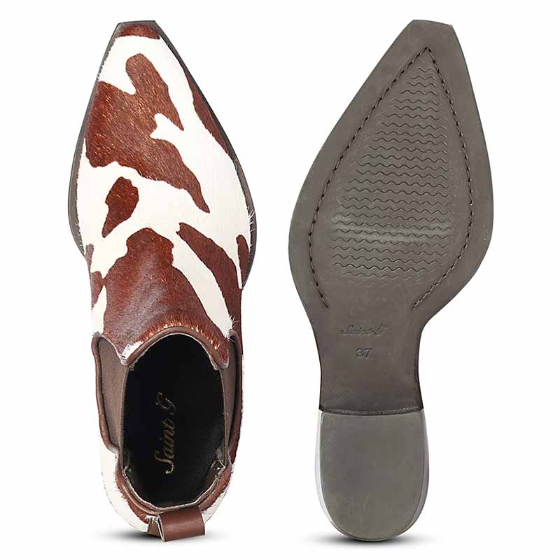 Saint Morrison Cloud Pony Hair Leather Ankle Boots