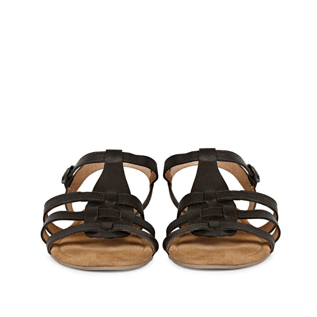 SaintG Womens Black Leather Sandals.