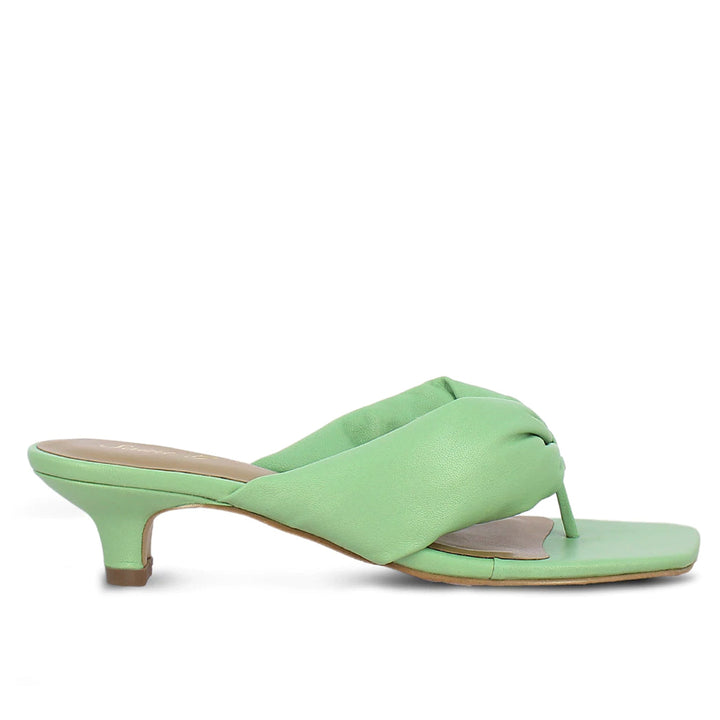 Amorina Mint Leather Puffy Thong Dress Sandals