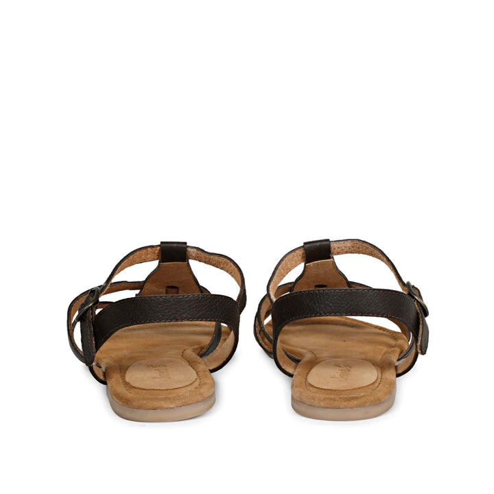 SaintG Womens Black Leather Sandals.