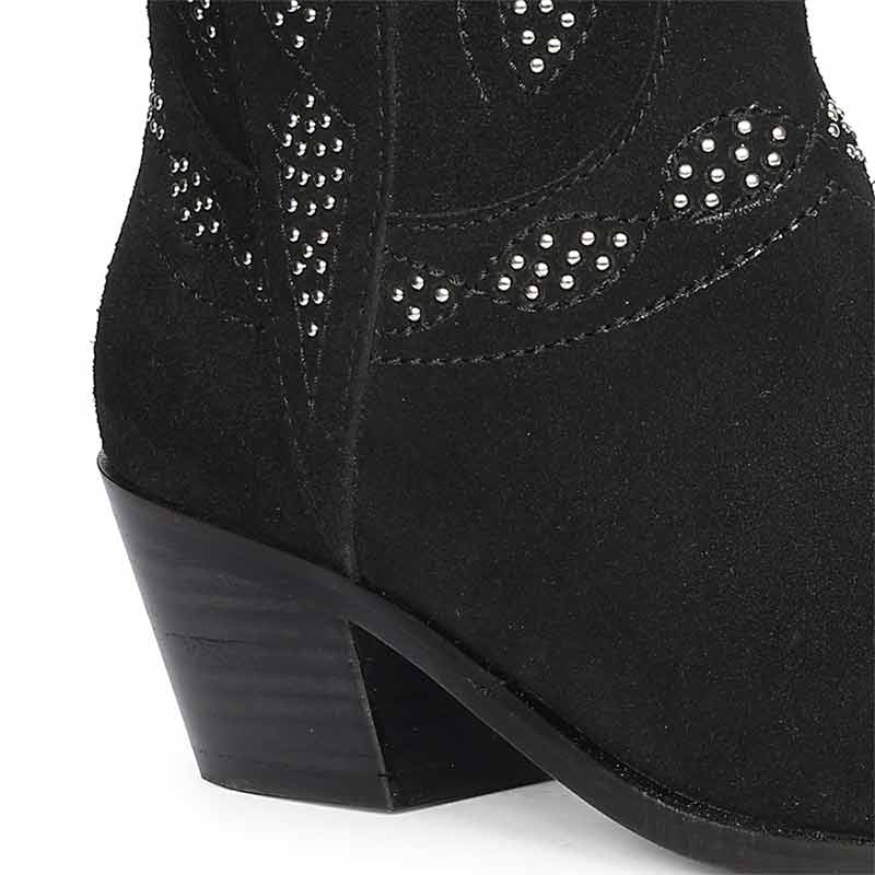 Saint Ryleigh Silver Studded Black Suede Leather Boots