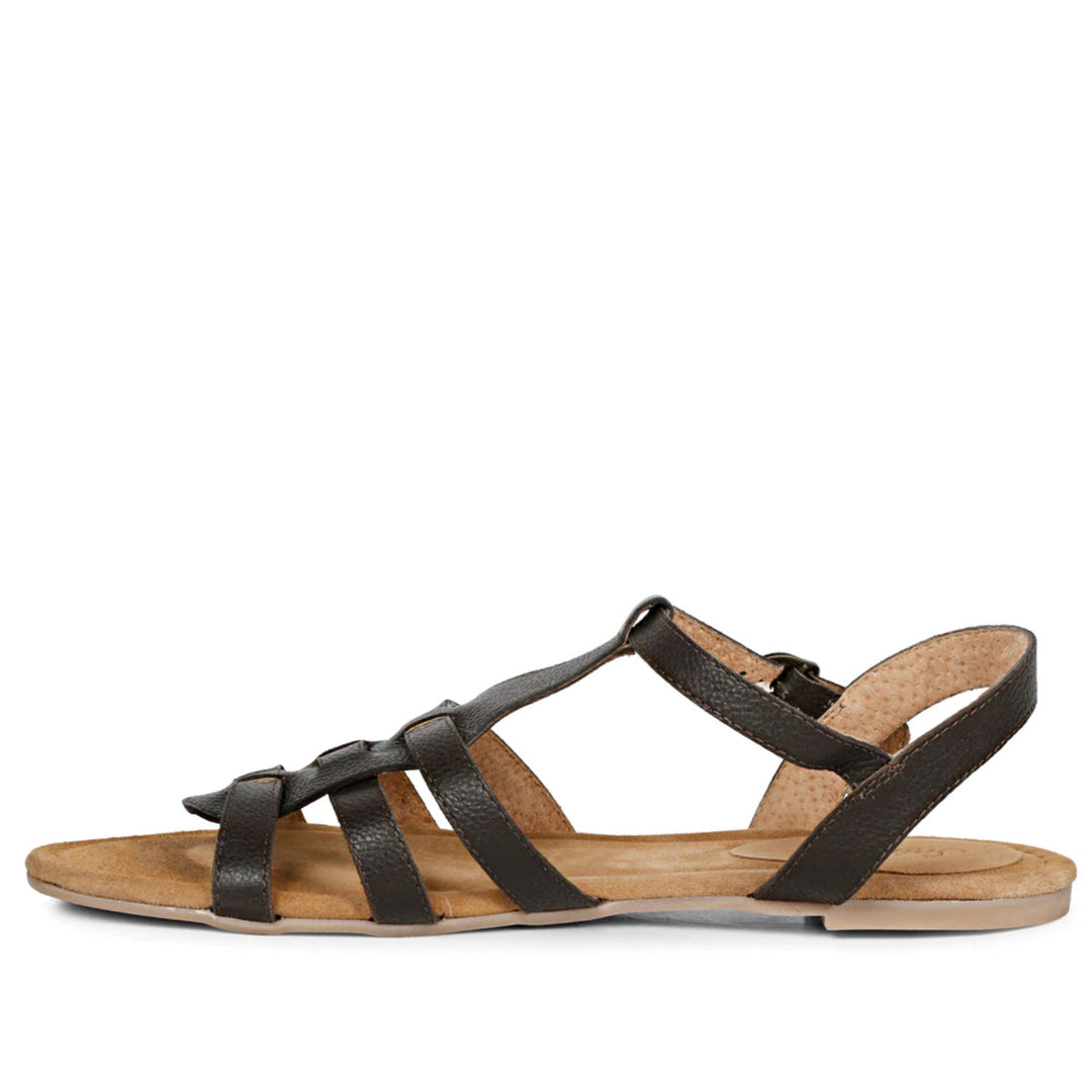 SaintG Womens Black Leather Sandals.