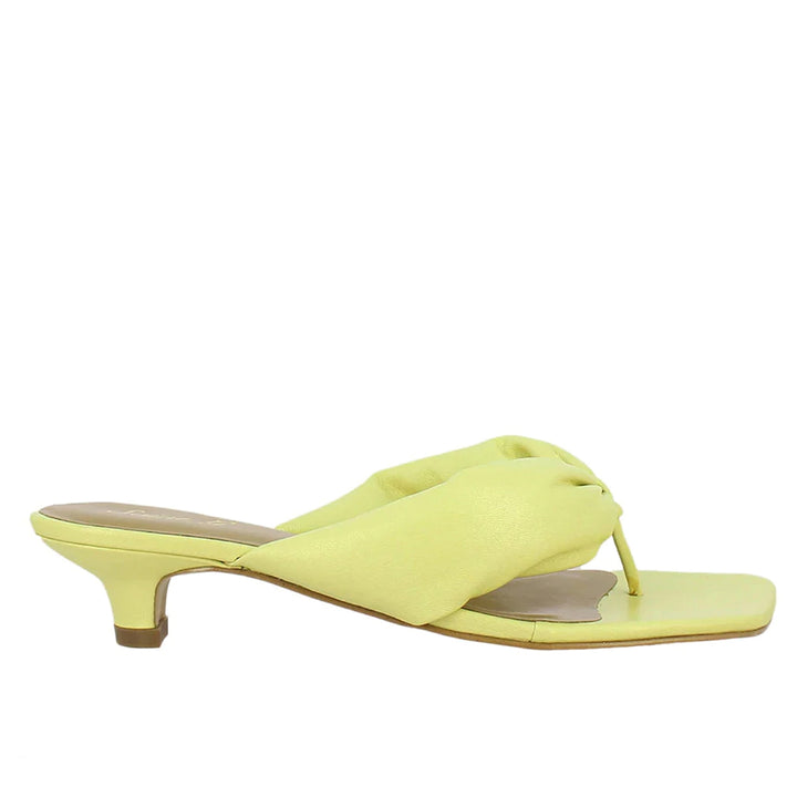 Amorina Yellow Leather Puffy Thong Dress Sandals