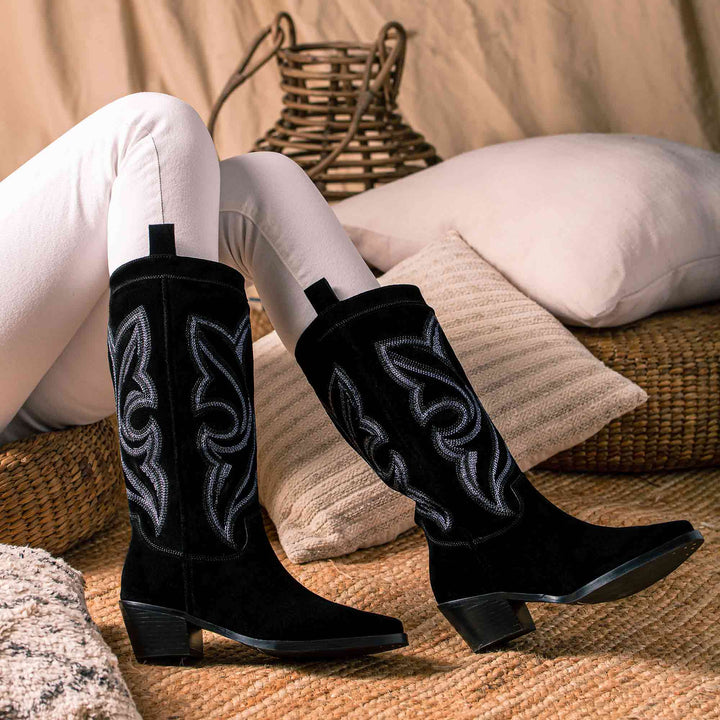 Stitched Leather Handcrafted Cowboy Boots for women