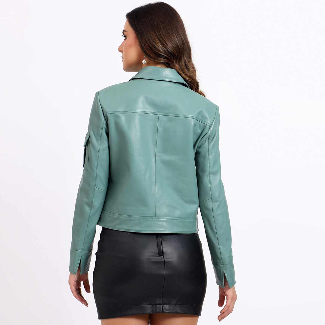 Saint Amory Women Green Leather Jackets