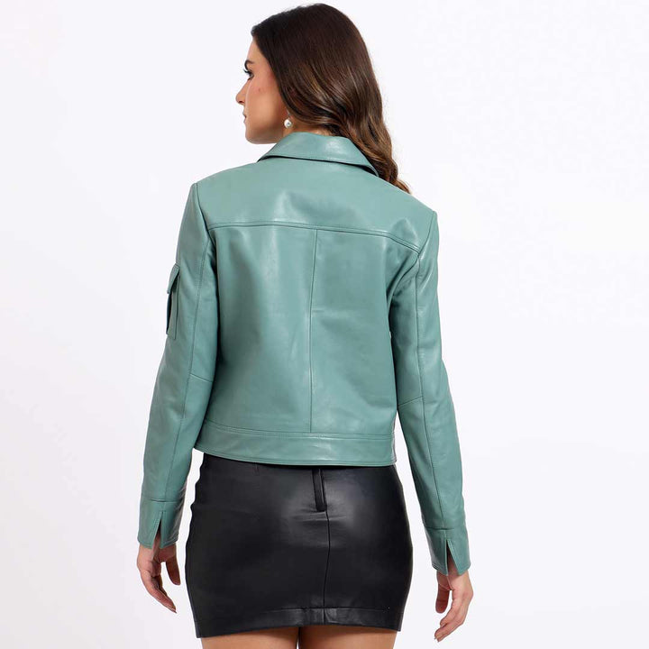 Saint Amory Women Green Leather Jackets