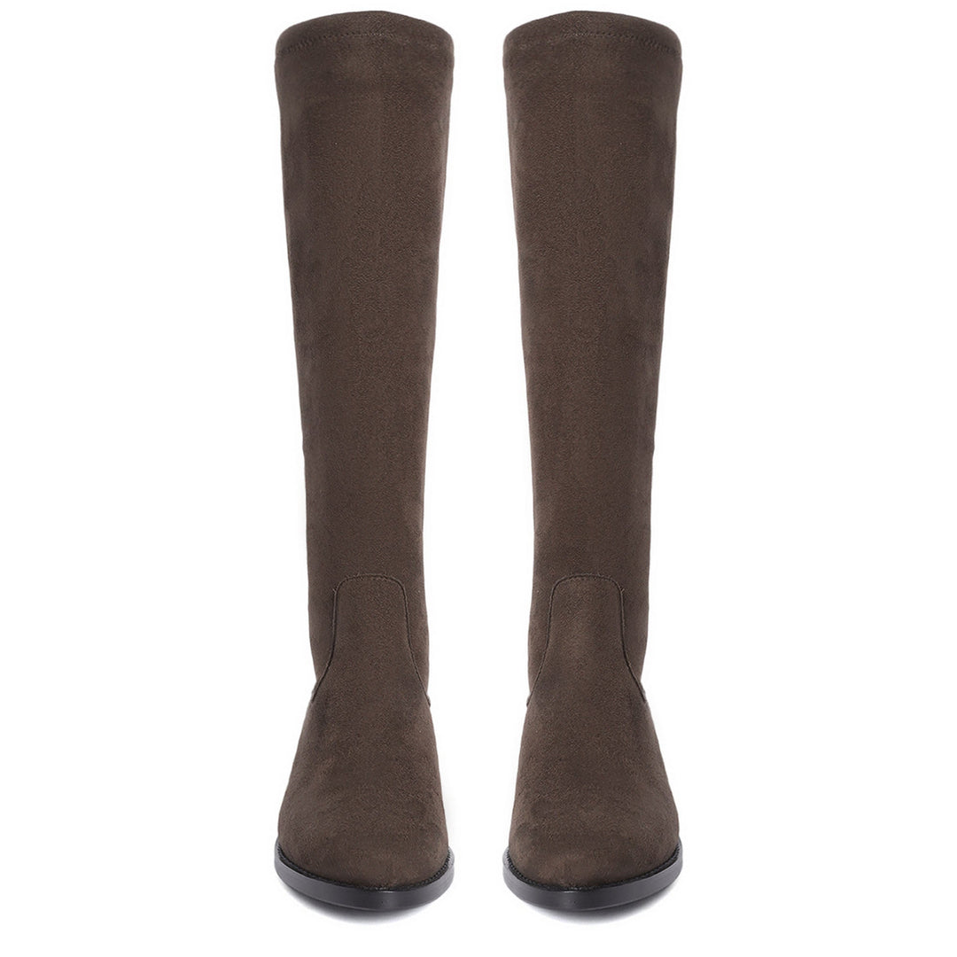 Saint Amy Brown Stretch suede Leather Knee High Boots