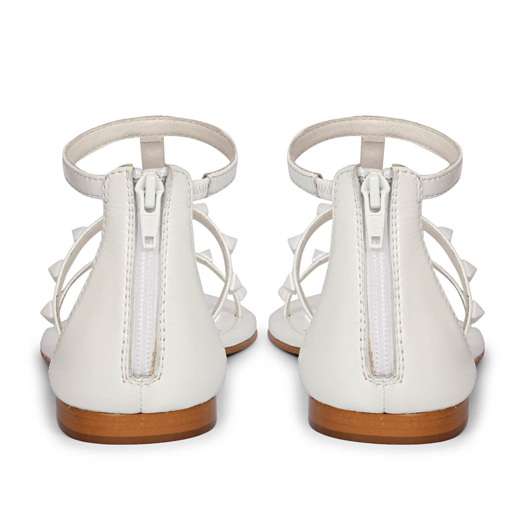 Saint Opal White Pyramid Stud Patent Leather Sandals