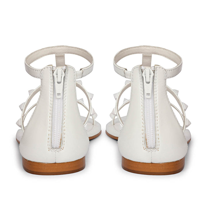 Saint Opal White Pyramid Stud Patent Leather Sandals