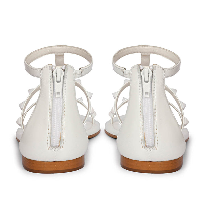 Saint Opal White Pyramid Stud Patent Leather Sandals