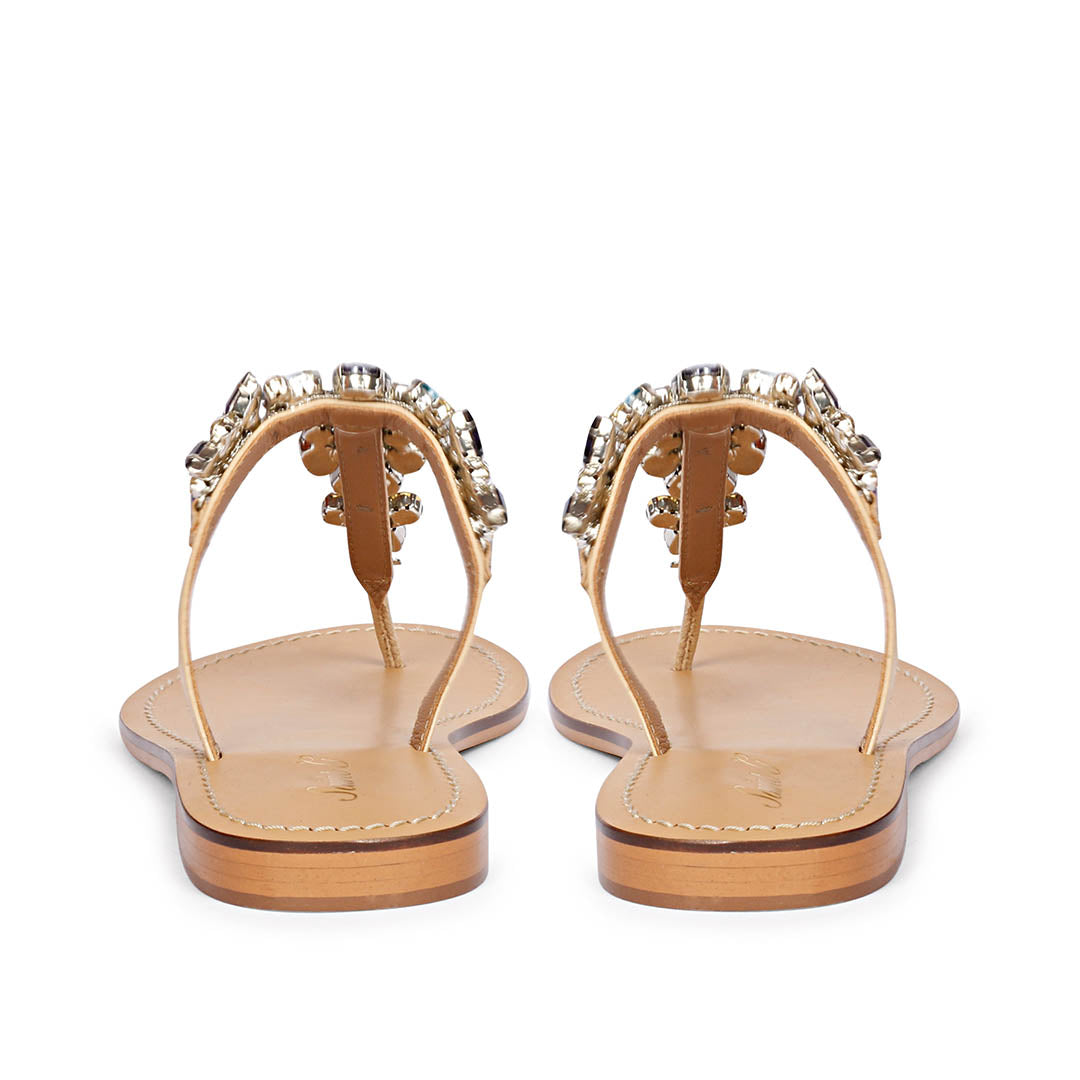 Saint Fleur Multi Stone Embellished Natural Leather Flats