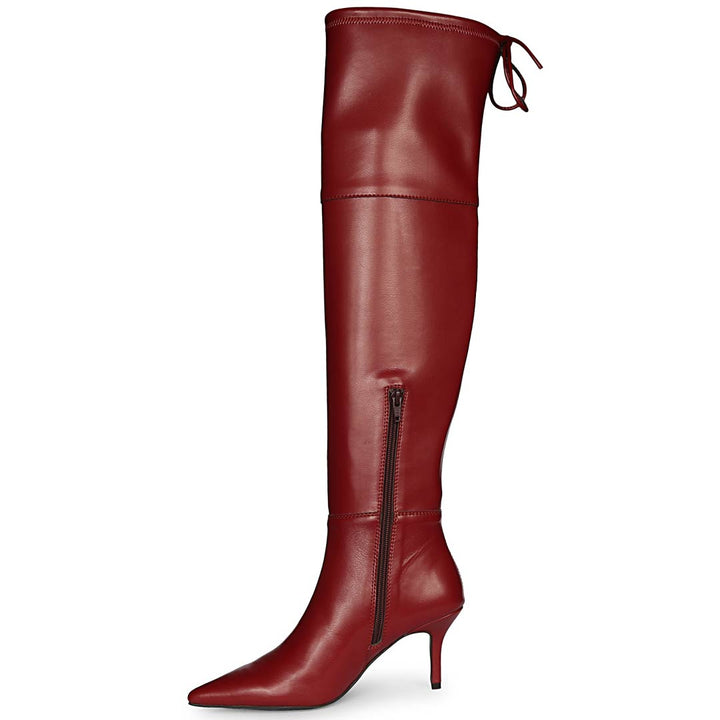 Saint Elodie Maroon Stretch Napa Thigh High Boots