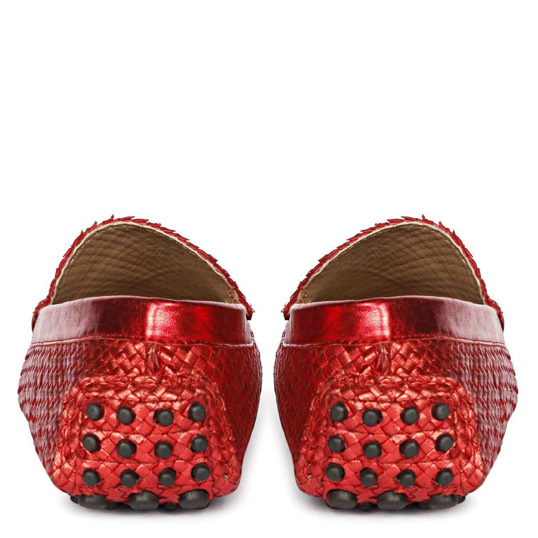 Saint Lucy Red Woven Leather Loafers