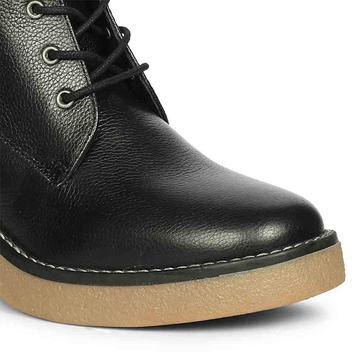Saint Esme Black Leather Lace Up Boots