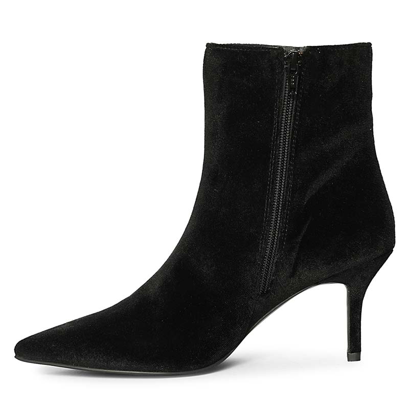 Saint Amoura Triangular Crystal Black Velvet Ankle Boots – SaintG USA