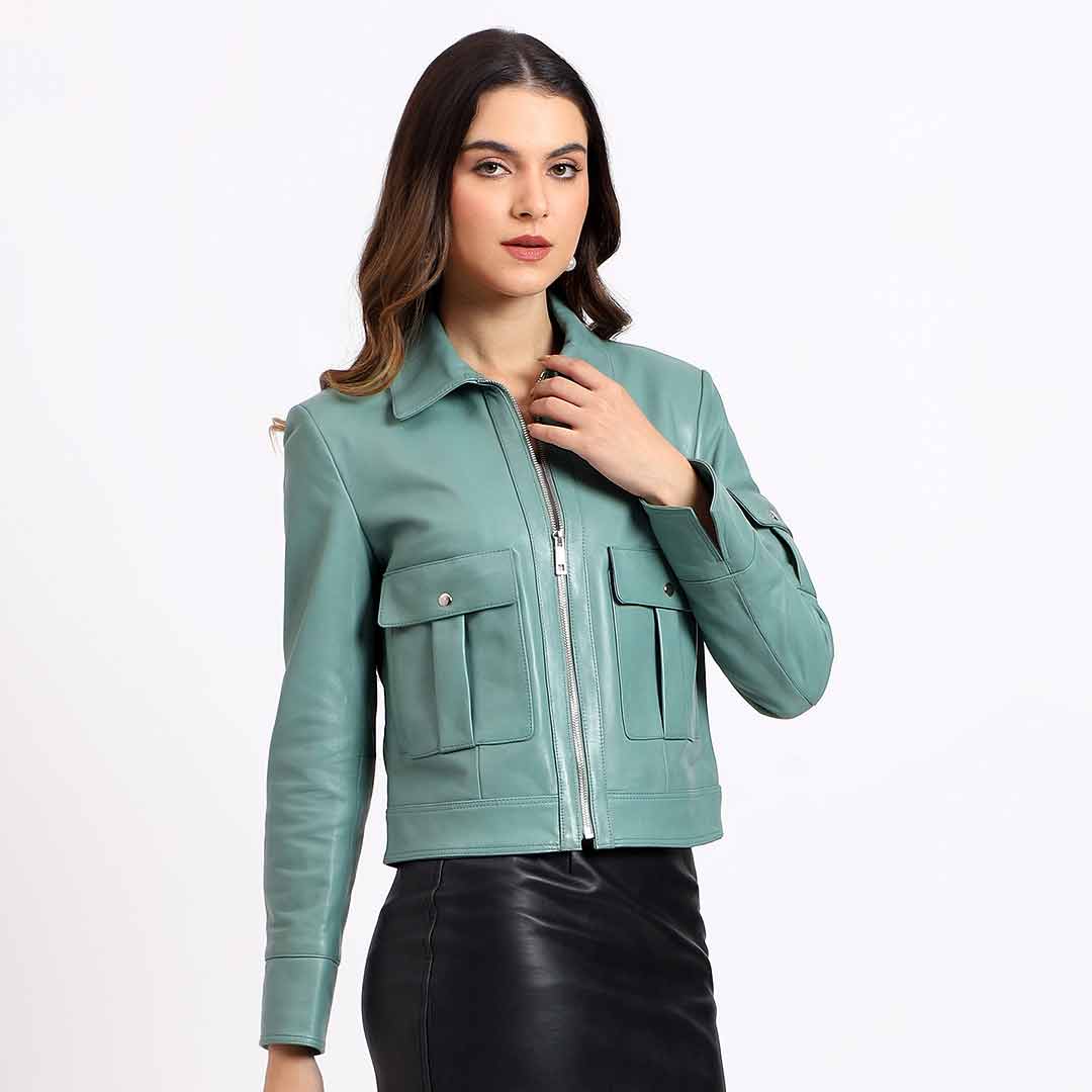 Saint Amory Women Green Leather Jackets