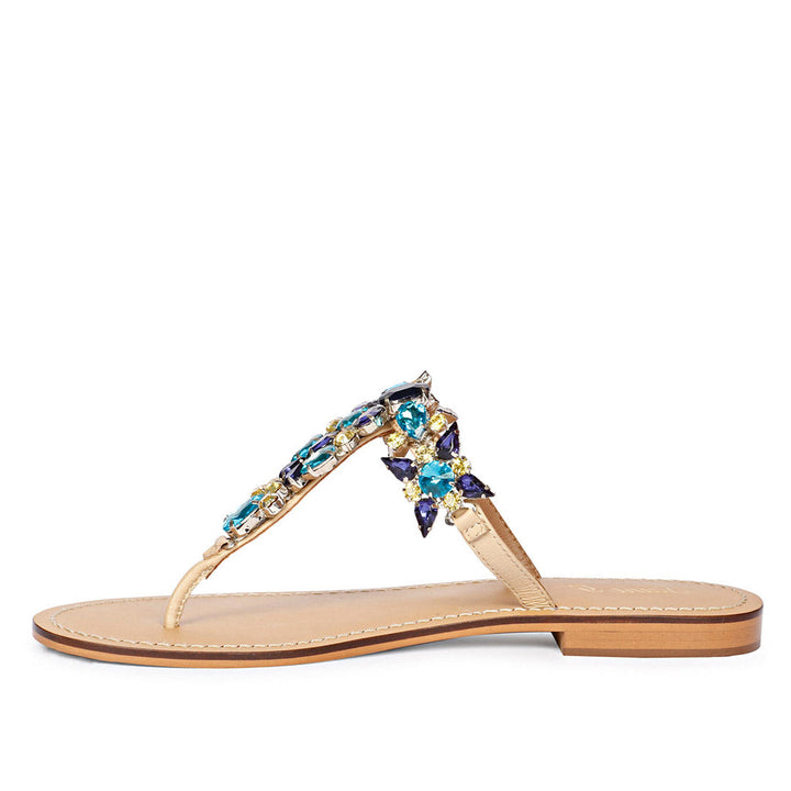 Saint Fleur Multi Stone Embellished Natural Leather Flats