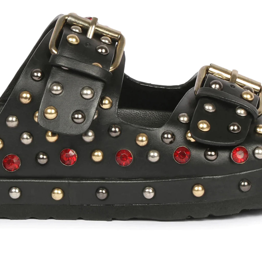 Buckle studded sandals hot sale