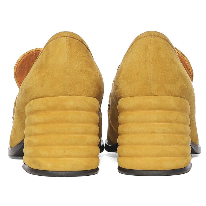 Roll over or click image to zoom in Saint Amelia Mustard Suede Leather Handcrafted Shoes - SaintG UK