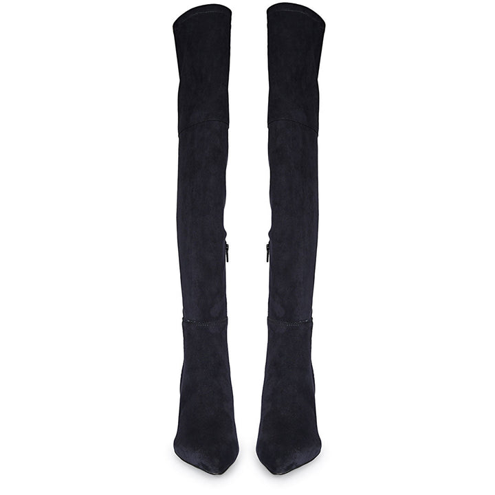 Saint Elodie Navy Stretch Suede Thigh High Boots