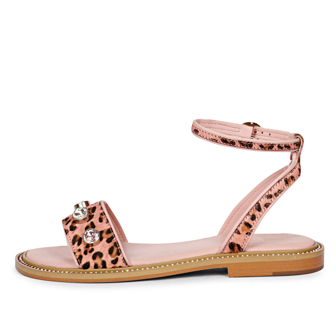 Saint Izola Stone Pink Leo Print Leather Sandals