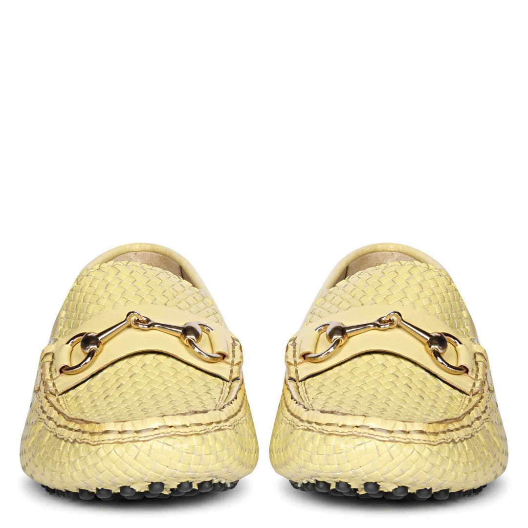 Saint Lucy Lime Woven Leather Loafers