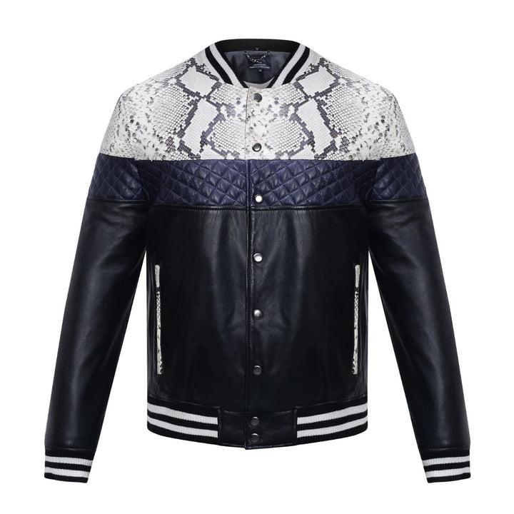 Saint Moreno White Python Print Leather Men's Jackets