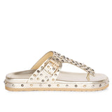 Boston Studded Buckle Platin Leather Sandal