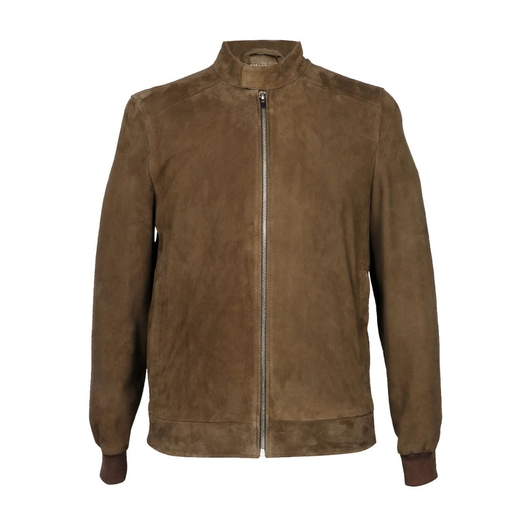 Saint Moreno Olive Suede Leather Men's Bomber Style Jackets