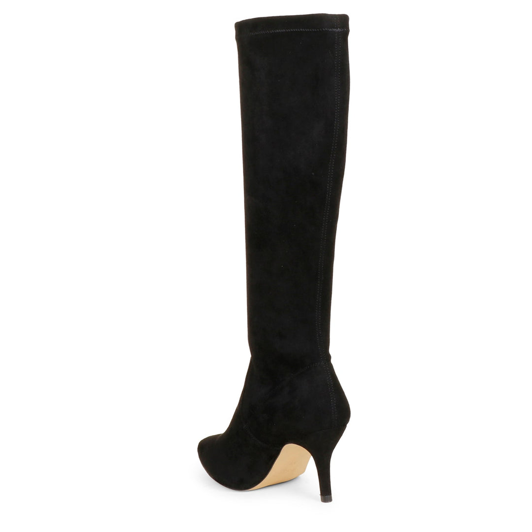 Saint Jemima Black Stretch Suede Kitten Heel Knee High Boots - SaintG India