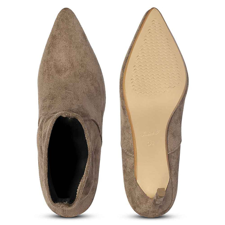 Saint Marvella Taupe Stretch Suede Ankle Boots