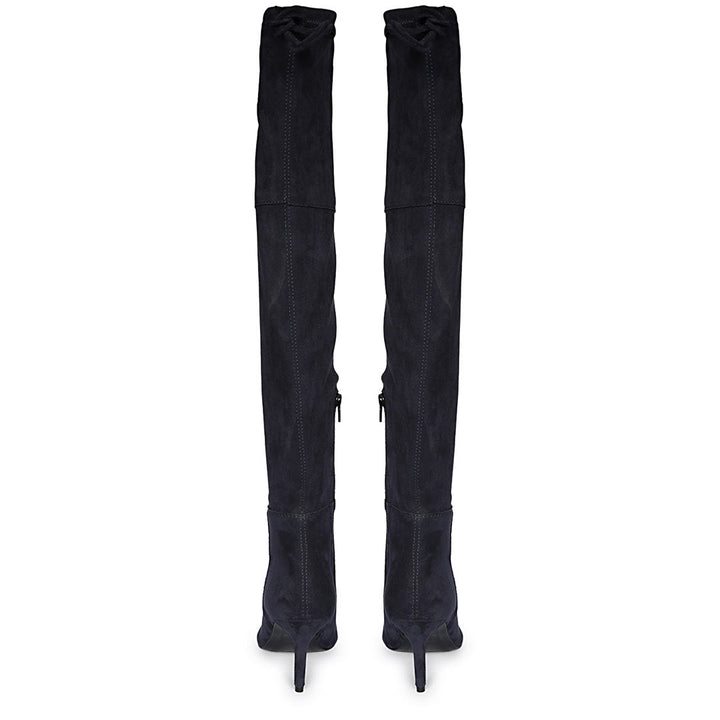 Saint Elodie Navy Stretch Suede Thigh High Boots