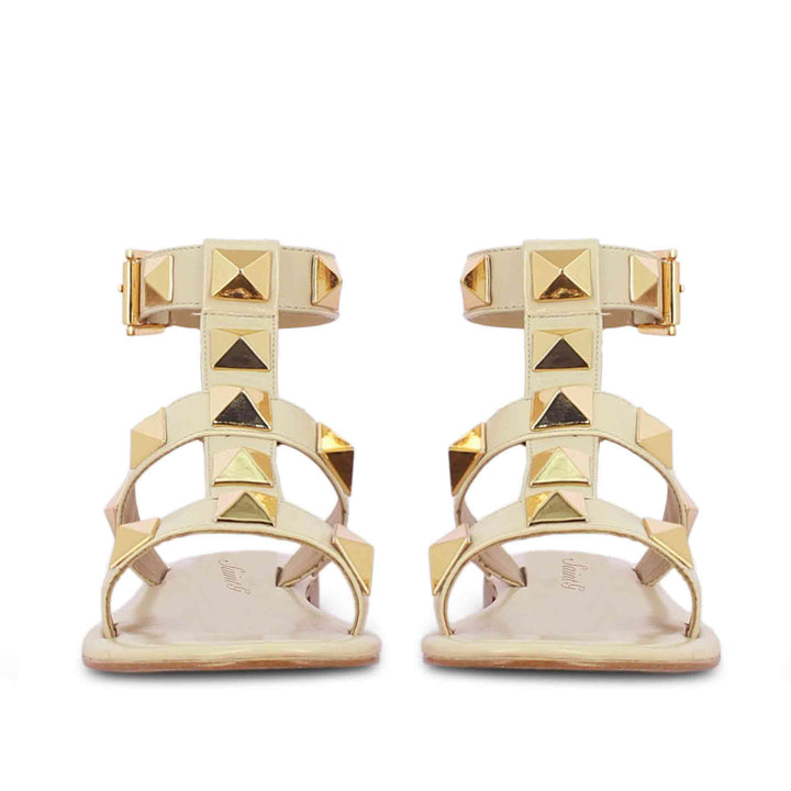 Saint Gaia Off White Leather Sandals with Flat Buckle - Stylish, comfortable footwear for a chic and casual look