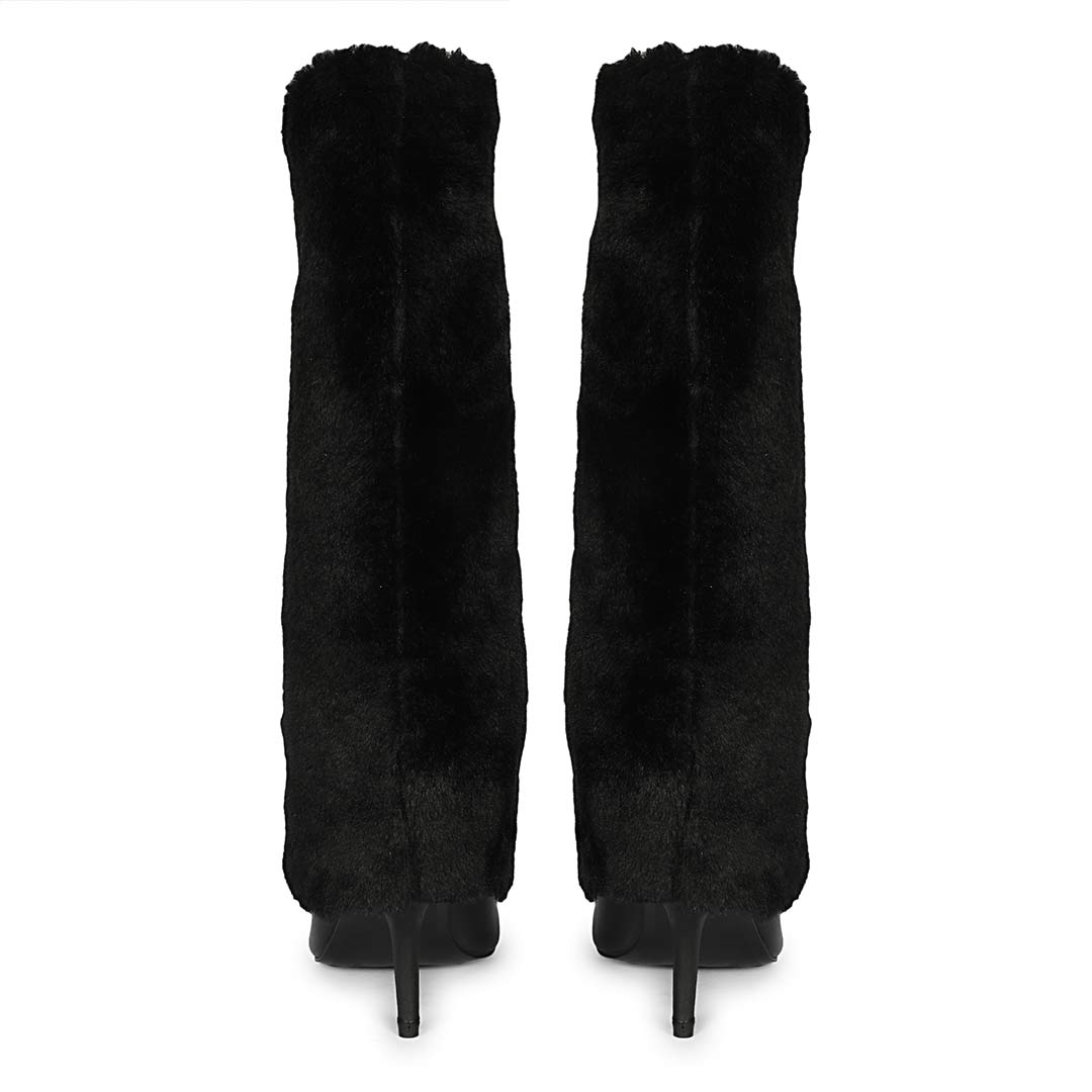 Solveig Black Fur Cuff Boots