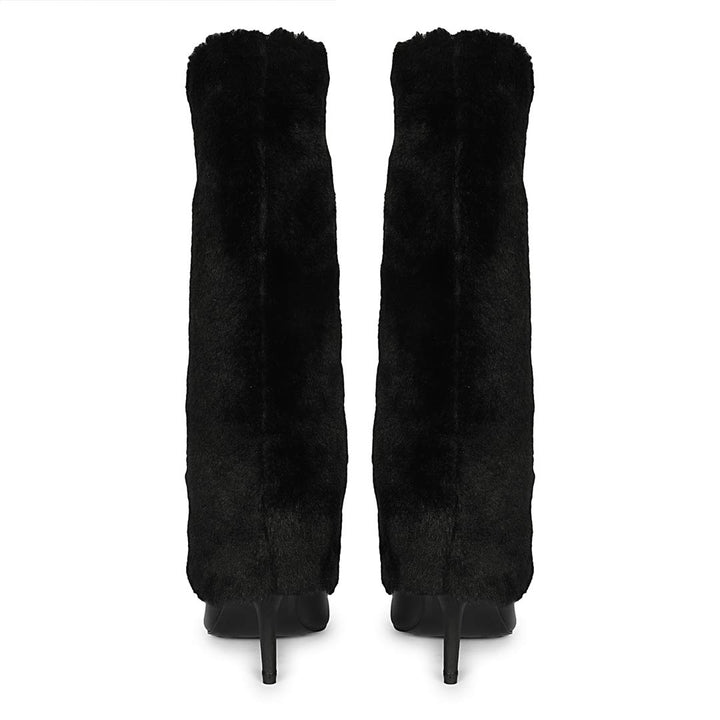 Solveig Black Fur Cuff Boots